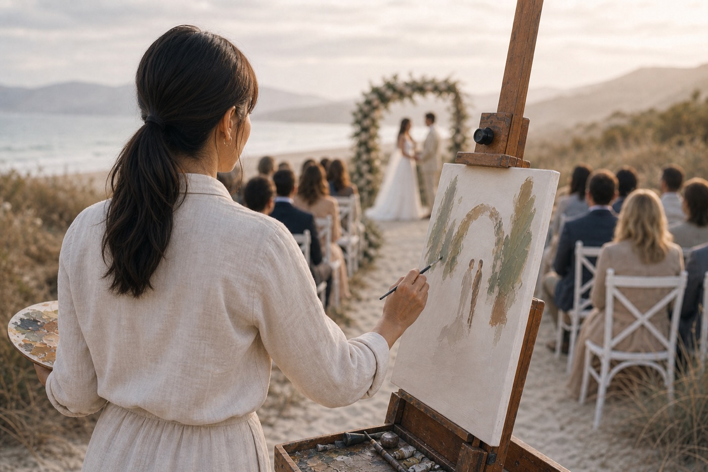 Finished live wedding painting detail